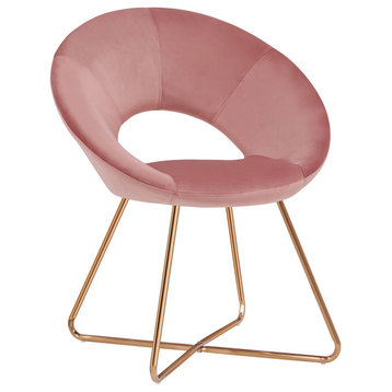 Open-Back Velvet Papasan Accent Chair, Pink