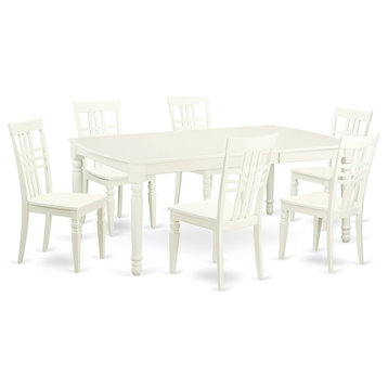 3 Pctable And Chair Set With A Dining Table And 6 Dining Chairs, Linen White
