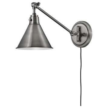 Hinkley Arti 7.75" Single Articulating Wall Sconce, Polished Antique Nickel