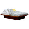 Full Size Platform Bed, Pine Wood, Natural Teak