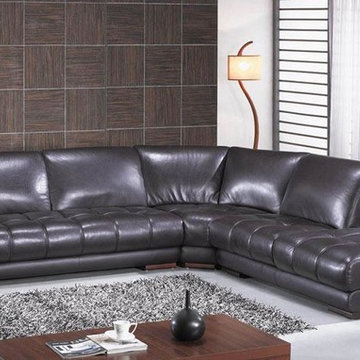 Espresso Leather Sectional Sofa in Italian Leather