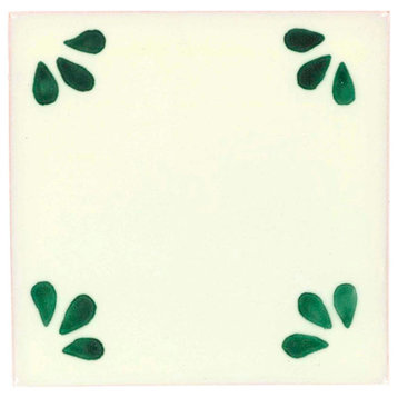 Tierra y Fuego Handmade Ceramic Tile, 4.25x4.25" Green Ville, Box of 90