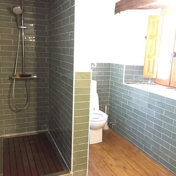 ZONA DE DUCHA E INODORO EN CUARTO DE BAÑO