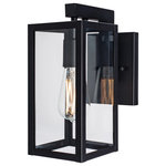 Norwell Lighting - Norwell Lighting 1185-MB-CL Capture - 11" One Light Outdoor Wall Mount - The Capture Outdoor series with angular lines andCapture Outdoor One  Black Clear Glass *UL: Suitable for wet locations Energy Star Qualified: n/a ADA Certified: n/a  *Number of Lights: Lamp: 1-*Wattage:75w E26 Medium Base bulb(s) *Bulb Included:No *Bulb Type:E26 Medium Base *Finish Type:Black
