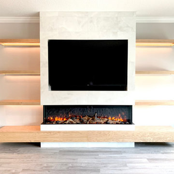 Completed Wall Unit with 3-Sided Fireplace