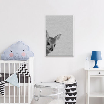 "Fawn Surprise II" Floater Framed Painting Print on Canvas