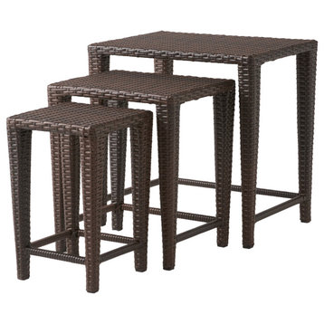 GDF Studio 3-Piece Mayall Nested Outdoor Tables Set, Multibrown