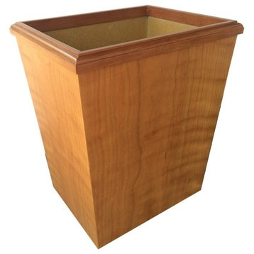 Wooden Wastebasket in Curly Cherry, Small Size 13 Quarts