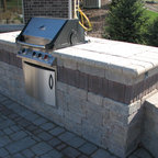 Paver Patio with Built-In Grill and Raised Planters