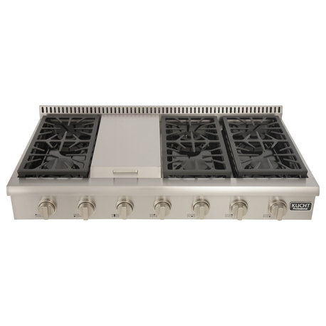 KUCHT  48 " Natural Gas Range-Top With Sealed Burners and Griddle, Classic Silver, Propane Gas