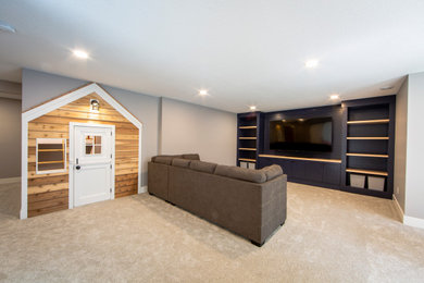 Example of a trendy basement design in Minneapolis