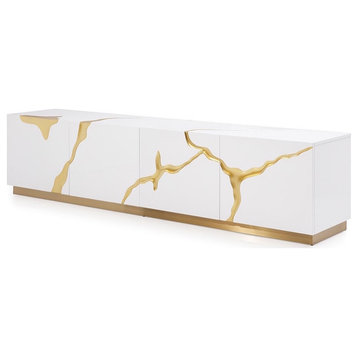 Paramount White and Gold TV Stand