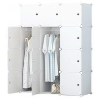 Portable Closet Organizer With Steel Frame, 6-Cube and 2 Hanging Sections