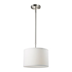 Z-Lite - Albion Brushed Nickel One-Light 12-Inch Pendant with White Shade - Pendant Lighting