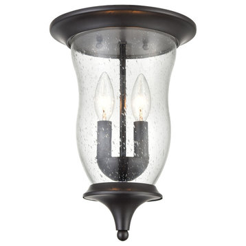 Trinity Series Outdoor Flush Mount, Oil Rubbed Bronze With Seeded Glass