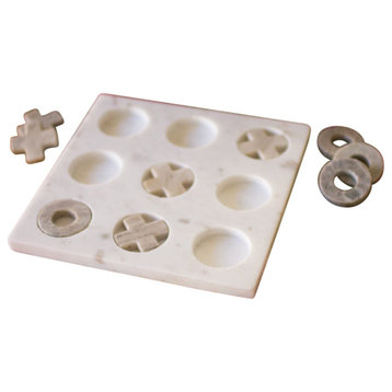 10 Piece Elegant Marble Tic Tac Toe Game Set Family Coffee Table Desktop Decor
