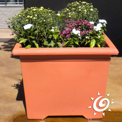 Poly Resin Footed Square - Outdoor Pots And Planters