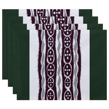 Ikat Ribbon Stripes Print Placement, Herb Green, Set of 4