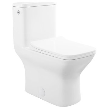 Swiss Madison SM-1T264 Carre 1.6 GPF Dual Flush One Piece Square - Glossy White