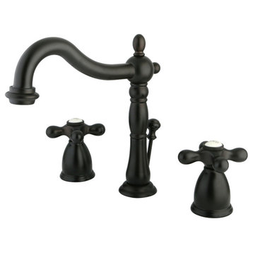 Kingston Brass Widespread Bathroom Faucet With Plastic Pop-Up, Oil Rubbed Bronze