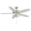 Ceiling Fan With Light, Brushed Nickel, 52"