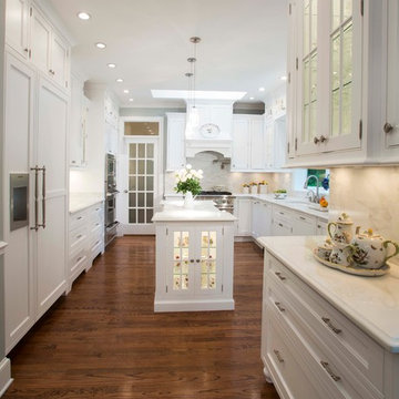 White Custom Cabinets, Island Create Inviting Kitchen