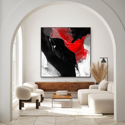 Preethi Arts - 60x60 inches Red Black Abstract Contemporary Art Large Modern Painting - Paintings