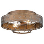 Golden Lighting - Ferris Flush Mount Copper Patina - Ferris is a casual, vintage-inspired design that was created for eclectic or farmhouse decors. The unique metal work features a scallop detail done in multi-layered, hand-painted finishes. The rustic patina finishes create chic weathered looks.