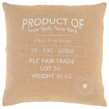 Circa CIR-006 Pillow Cover, Wheat, 18"x18", Pillow Cover Only
