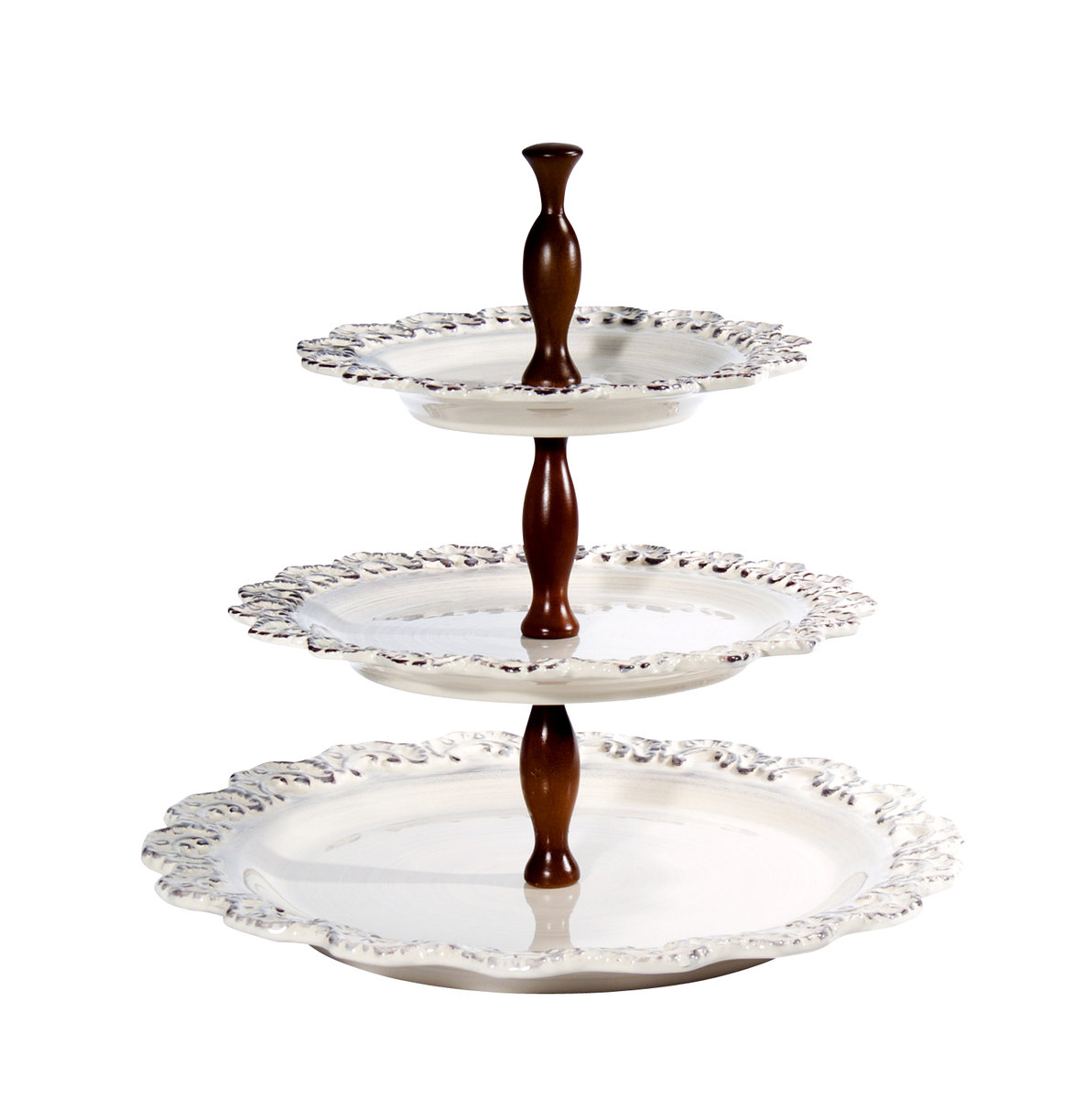 Baroque Cream 3-Tier Cake Plate, 13"