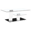 Contemporary Glass Coffee Table Design With High Glossy White Base