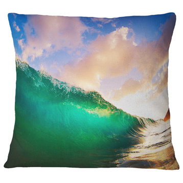 Waves Under Cloudy Sky Seascape Throw Pillow, 16"x16"