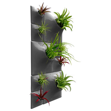 Modern Wall Planter Set, Node Greenwall BR3, Ceramic, Dark Gray