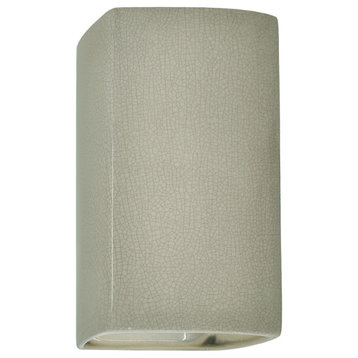 Ambiance, Small ADA Rectangle, Open Top & Bottom Wall Sconce, Celadon Green Crackle