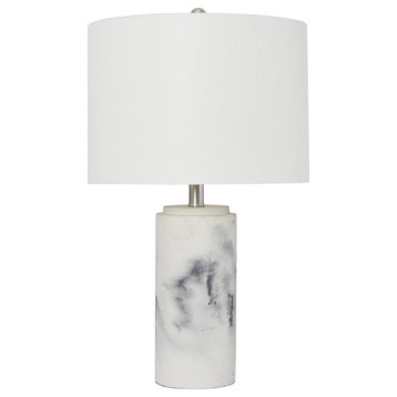 Elegant Designs Marble Table Lamp with Fabric Shade