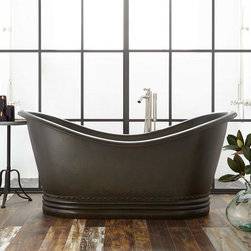 PAIGE HAMMERED COPPER DOUBLE-SLIPPER TUB - DARK ANTIQUE GREEN - Products