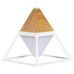 Pyramid Table Lamp, Light Wood - A unique modern design table lamp in metal and light wood finish that is battery operated and fully portable. Use it as a great looking table lamp, desk lamp or wall lamp and feel free to take it outside during a summer evening on your patio. This lamp is IP63 waterproof and thanks to its strong battery, it can last up to 10 hours before recharging.