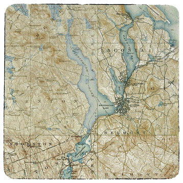 Betsy Drake Lake Winnisquam, NH Nautical Map Coaster Set of 4