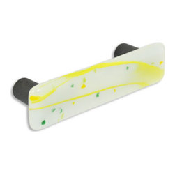 CKP - Art Glass Pull, Spring Green Confetti, Oil-Rubbed Bronze Base - Cabinet And Drawer Handle Pulls