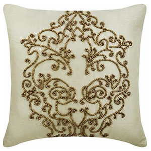gold beaded throw pillows