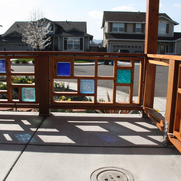 Pergola and Front Railing using Colored & Glass Tile Blocks