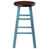 Ivy 24" Counter Stool, Rustic Light Blue With Walnut Seat