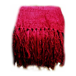 Textillery Weavers - Red Heavy Chenille Throw - Throws