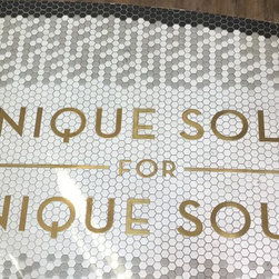 Custom Commercial Porcelain and Metal Mosaic Floor - Mosaic Tile