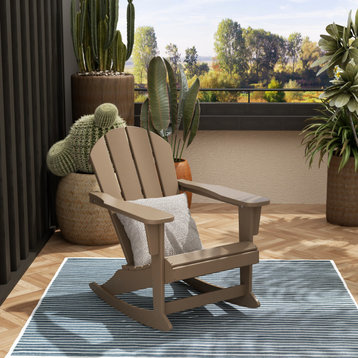 WestinTrends Outdoor Patio Adirondack Rocking Chair Lounger, Porch Rocker, Weathered Wood