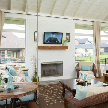 Screened Porch with All Weather Porch Curtains