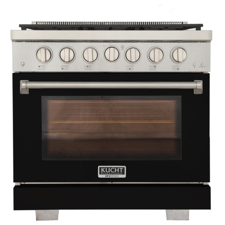 Professional 36" 5.2 cu.ft. Gas Range, Two 21K Power Burners, Black, Liquid Propane