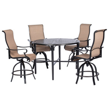 Brigantine 5-Piece Outdoor High-Dining Set With 4 Contoured-Sling Swivel Chairs