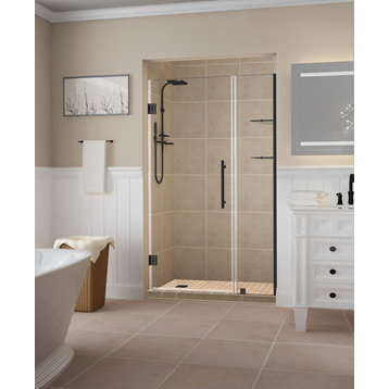 Belmore GS 35.25"-36.25"x72" Frameless Hinged Shower Door With Glass Shelves