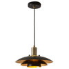 Rancho Mirage Large Pendant Light Matte Black/Gold-Leaf Shade ...